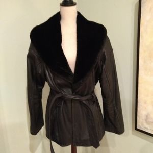 Black Genuine Leather Jacket - Medium